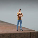 Maxbell 1:64 Home Decor Centerpiece Mini Figure Model for Study Room Bedroom Desktop Thinking Man