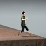 Maxbell 1:64 Home Decor Centerpiece Mini Figure Model for Study Room Bedroom Desktop Running Boy