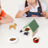 Maxbell Wooden Dollhouse Pet Accessories Pet House Model for Kids Boys Girls Ages 3+
