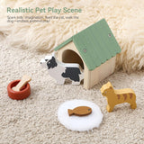 Maxbell Wooden Dollhouse Pet Accessories Pet House Model for Kids Boys Girls Ages 3+