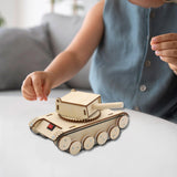 Maxbell Rotating Turret Wooden Tank Kit DIY Educational DIY Tank Craft Set for Teens