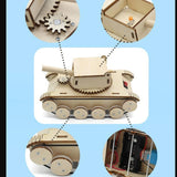 Maxbell Rotating Turret Wooden Tank Kit DIY Educational DIY Tank Craft Set for Teens