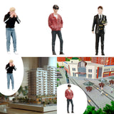 Maxbell 1:64 Boy Model Figure Pose Scene Ornament Tiny People Miniature Scenes Decor black coat