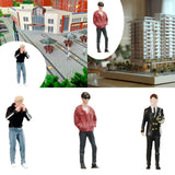 Maxbell 1:64 Boy Model Figure Pose Scene Ornament Tiny People Miniature Scenes Decor black coat