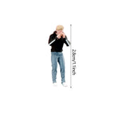 Maxbell 1:64 Boy Model Figure Pose Scene Ornament Tiny People Miniature Scenes Decor black coat