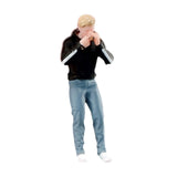 Maxbell 1:64 Boy Model Figure Pose Scene Ornament Tiny People Miniature Scenes Decor black coat