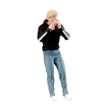 Maxbell 1:64 Boy Model Figure Pose Scene Ornament Tiny People Miniature Scenes Decor black coat