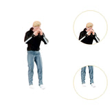 Maxbell 1:64 Boy Model Figure Pose Scene Ornament Tiny People Miniature Scenes Decor black coat