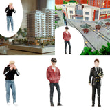 Maxbell 1:64 Boy Model Figure Pose Scene Ornament Tiny People Miniature Scenes Decor black coat