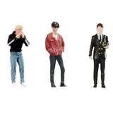 Maxbell 1:64 Boy Model Figure Pose Scene Ornament Tiny People Miniature Scenes Decor black coat