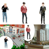 Maxbell 1:64 Boy Model Figure Pose Scene Ornament Tiny People Miniature Scenes Decor black coat