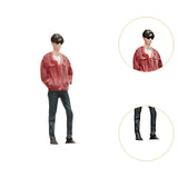 Maxbell 1:64 Boy Model Figure Pose Scene Ornament Tiny People Miniature Scenes Decor red coat