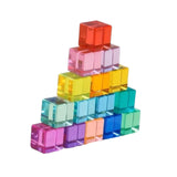 Maxbell Rainbow Building Blocks Set Rainbow Building Acrylic Cube for 3-6 Kids