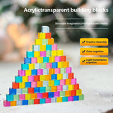 Maxbell Rainbow Building Blocks Set Rainbow Building Acrylic Cube for 3-6 Kids