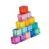 Maxbell Rainbow Building Blocks Set Rainbow Building Acrylic Cube for 3-6 Kids