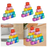 Maxbell Rainbow Building Blocks Set Rainbow Building Acrylic Cube for 3-6 Kids