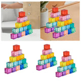 Maxbell Rainbow Building Blocks Set Rainbow Building Acrylic Cube for 3-6 Kids