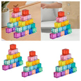 Maxbell Rainbow Building Blocks Set Rainbow Building Acrylic Cube for 3-6 Kids