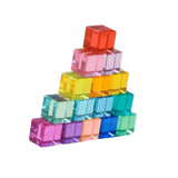 Maxbell Rainbow Building Blocks Set Rainbow Building Acrylic Cube for 3-6 Kids