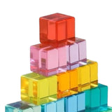 Maxbell Rainbow Building Blocks Set Rainbow Building Acrylic Cube for 3-6 Kids