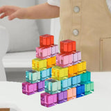 Maxbell Rainbow Building Blocks Set Rainbow Building Acrylic Cube for 3-6 Kids