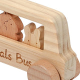 Maxbell Wooden Bus Set with 3 Animals Figures for Preschool Boys Girls Birthday Gift