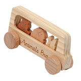 Maxbell Wooden Bus Set with 3 Animals Figures for Preschool Boys Girls Birthday Gift