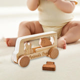 Maxbell Wooden Bus Set with 3 Animals Figures for Preschool Boys Girls Birthday Gift
