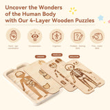 Maxbell Wooden Body Puzzle Portable Decor Jigsaw for Children's Day Travel Preschool