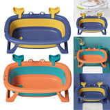 Maxbell Folding Baby Bath Tub Lovely Baby Shower Basin for Baby Shower Gift Bathroom Deep Blue