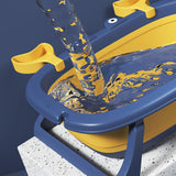 Maxbell Folding Baby Bath Tub Lovely Baby Shower Basin for Baby Shower Gift Bathroom Deep Blue