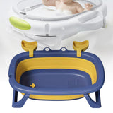 Maxbell Folding Baby Bath Tub Lovely Baby Shower Basin for Baby Shower Gift Bathroom Deep Blue