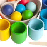 Maxbell Balls in Cups Wooden Fine Motor Sensory Color Matching Toy for Children Kids
