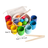 Maxbell Balls in Cups Wooden Fine Motor Sensory Color Matching Toy for Children Kids