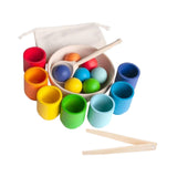 Maxbell Balls in Cups Wooden Fine Motor Sensory Color Matching Toy for Children Kids