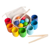Maxbell Balls in Cups Wooden Fine Motor Sensory Color Matching Toy for Children Kids