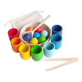 Maxbell Balls in Cups Wooden Fine Motor Sensory Color Matching Toy for Children Kids