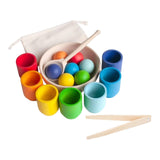 Maxbell Balls in Cups Wooden Fine Motor Sensory Color Matching Toy for Children Kids