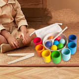 Maxbell Balls in Cups Wooden Fine Motor Sensory Color Matching Toy for Children Kids