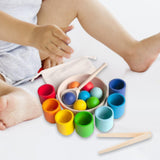 Maxbell Balls in Cups Wooden Fine Motor Sensory Color Matching Toy for Children Kids
