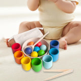 Maxbell Balls in Cups Wooden Fine Motor Sensory Color Matching Toy for Children Kids