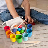 Maxbell Balls in Cups Wooden Fine Motor Sensory Color Matching Toy for Children Kids