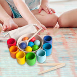 Maxbell Balls in Cups Wooden Fine Motor Sensory Color Matching Toy for Children Kids