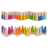 Maxbell 18x Wood Peg Dolls Preschool Learning Fine Motor Skill Toys for Kids Painted Style A