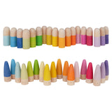 Maxbell 18x Wood Peg Dolls Preschool Learning Fine Motor Skill Toys for Kids Painted Style A