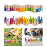 Maxbell 18x Wood Peg Dolls Preschool Learning Fine Motor Skill Toys for Kids Painted Style A