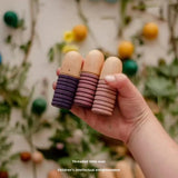 Maxbell 18x Wood Peg Dolls Preschool Learning Fine Motor Skill Toys for Kids Painted Style A