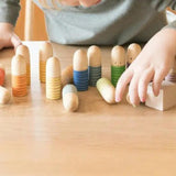 Maxbell 18x Wood Peg Dolls Preschool Learning Fine Motor Skill Toys for Kids Painted Style A