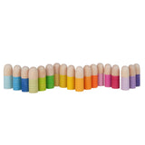 Maxbell 18x Wood Peg Dolls Preschool Learning Fine Motor Skill Toys for Kids Painted Style A