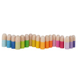 Maxbell 18x Wood Peg Dolls Preschool Learning Fine Motor Skill Toys for Kids Painted Style A